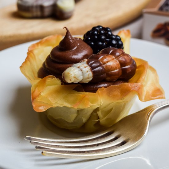 Chocolate Blackberry Filo Cups