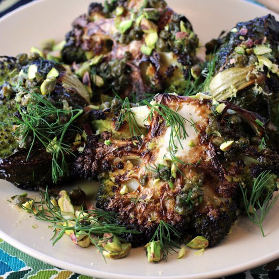 Roasted Romanesco with Pistachios