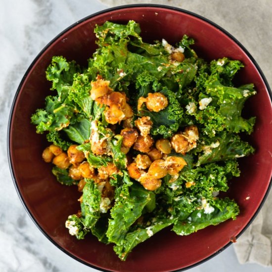 Goat Cheese and Chickpea Kale Salad