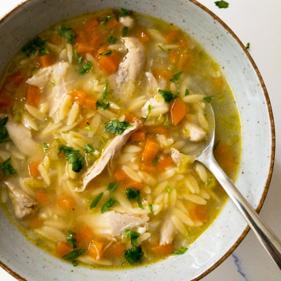 Lemon Chicken Orzo Soup