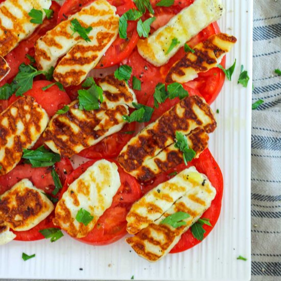 Grilled Halloumi Salad with Parsley