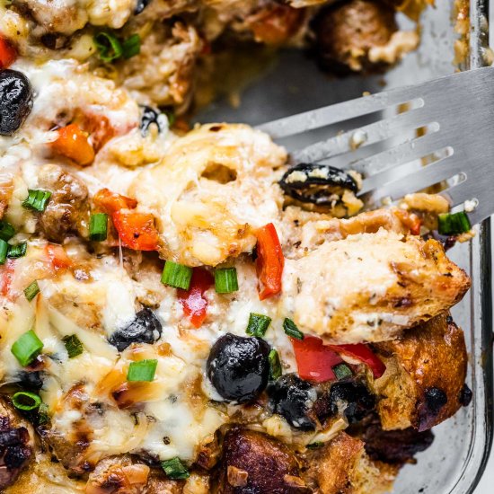 Breakfast Strata with Olives