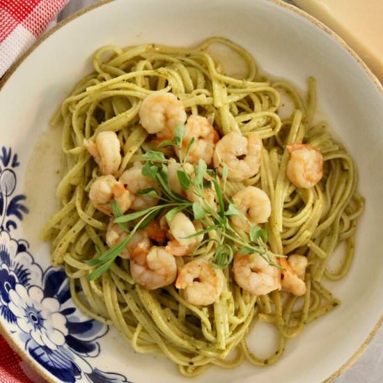 Linguine with Pesto & Shrimp