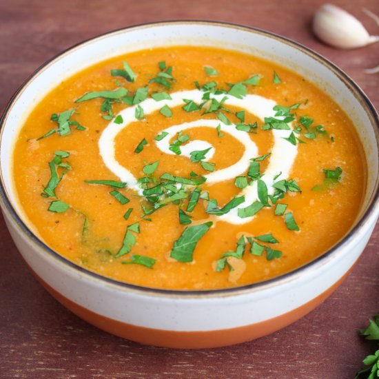 Vegan Red Pepper and Lentil Soup