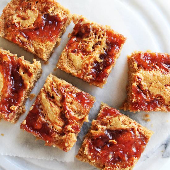 Peanut butter and jelly blondies