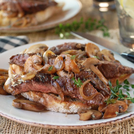 OPEN FACE STEAK SANDWICH