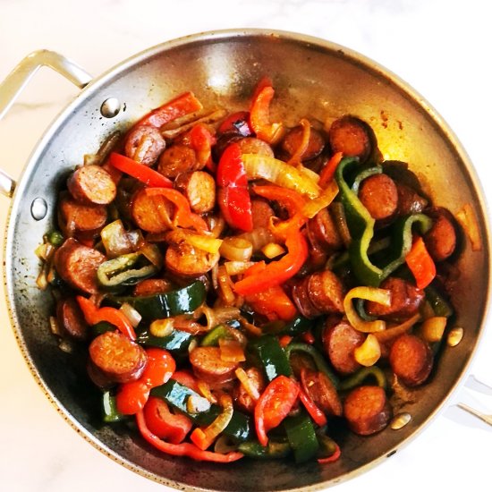 Chorizo with Peppers and Onions