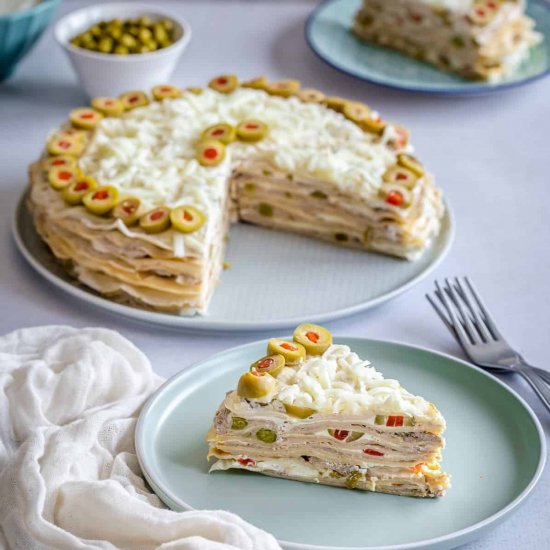 Savory crepe cake