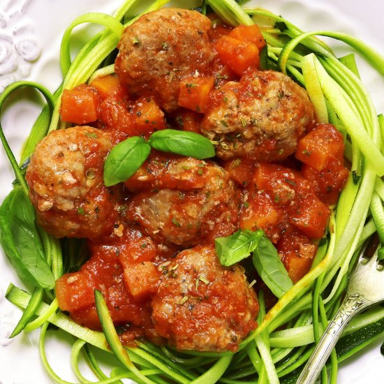 Harissa Meatballs w Zucchini Noodle