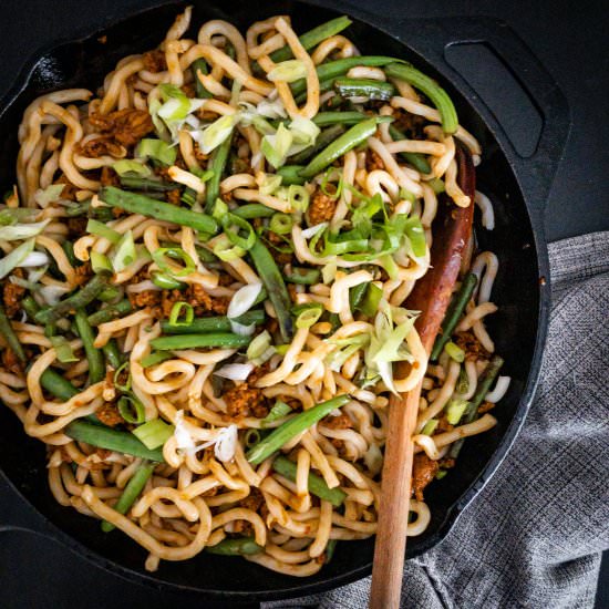 One Pan Turkey Noodle Green Beans