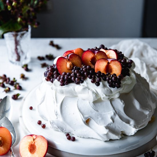 Honey Plum Pavlova