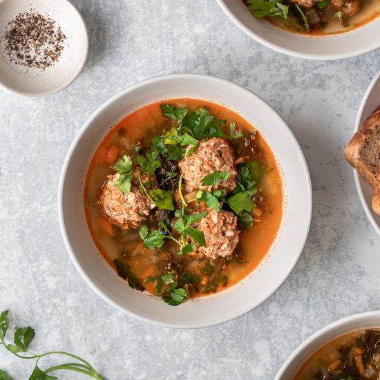 Romanian Turkey Meatball Soup