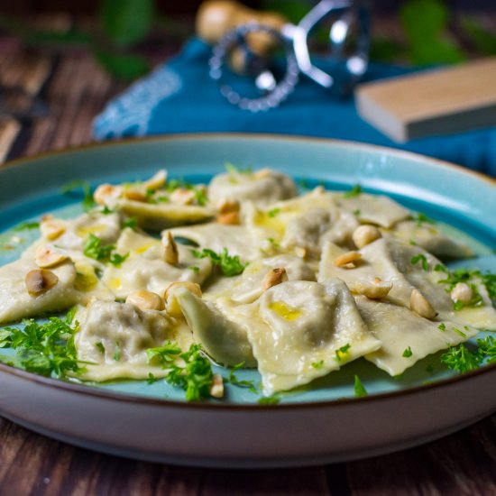 Mushroom Agnolotti with Truffle Oil