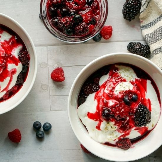 Greek Yogurt with Warm Berry Sauce