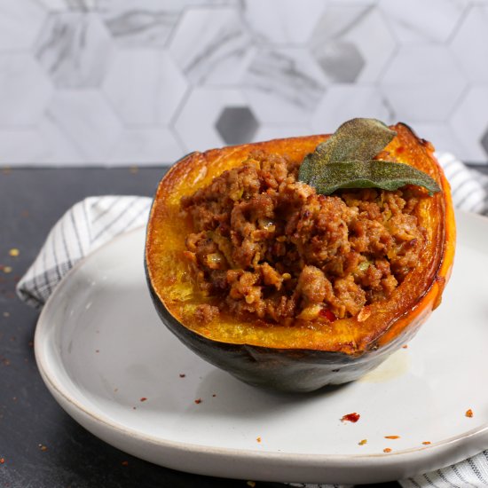 Pork and Apple Stuffed Acorn Squash