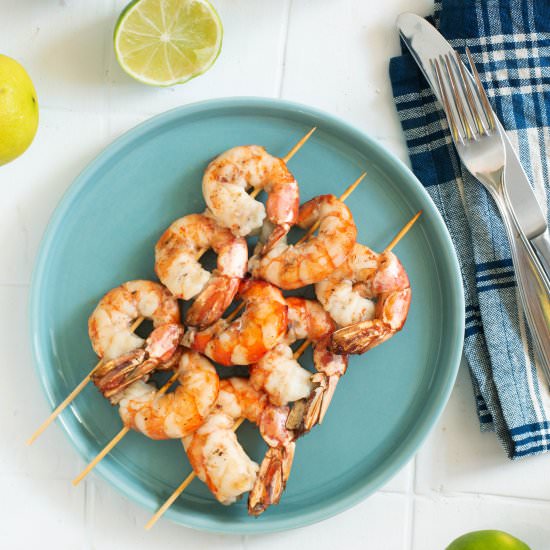 Grilled prawn with green tea