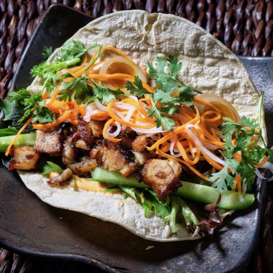 Vietnamese Braised Pork Belly Tacos