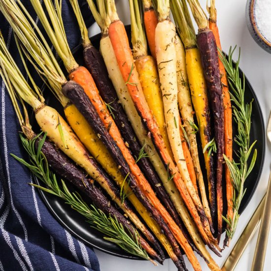 Roasted Rosemary Rainbow Carrots