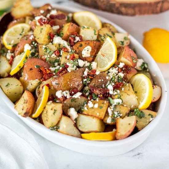 GREEK ROASTED POTATOES WITH FETA