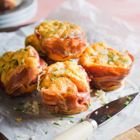 Bacon (Parma Ham) and Egg Muffins