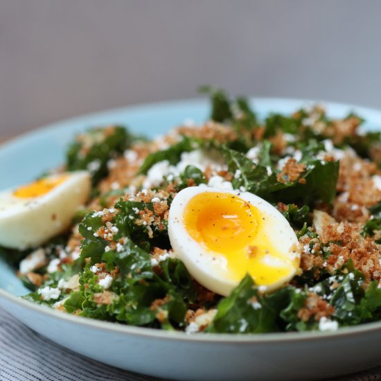 Kale Salad w/ Garlicky Panko & Feta