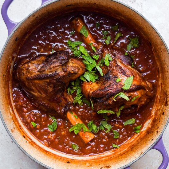 Tomato Braised Lamb Shanks