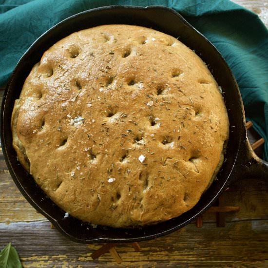 Cast-Iron Focaccia with Pesto