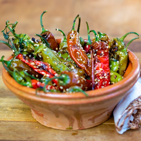 blistered sesame shishito peppers