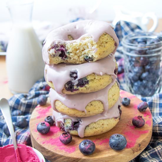 Glazed Vegan Blueberry Donuts