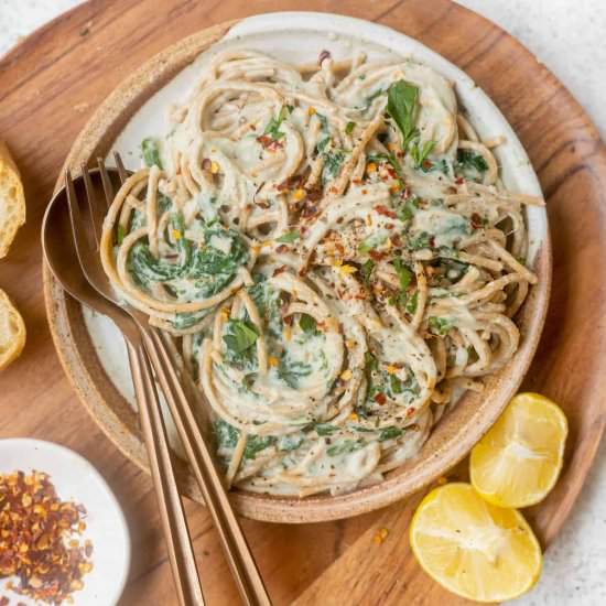 Spinach Artichoke Alfredo Pasta