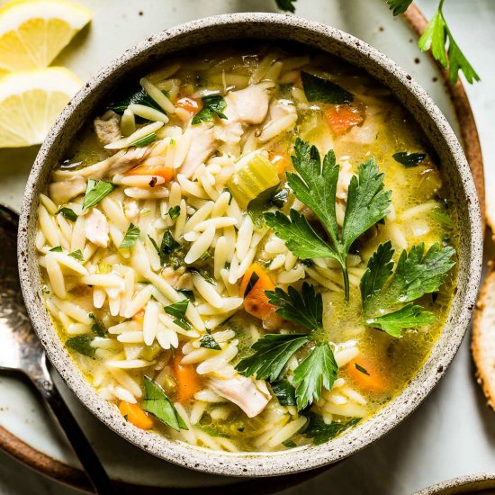 Lemon Chicken Orzo Soup