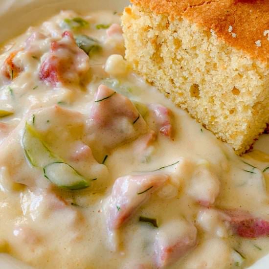 Creamed Ham & Buttermilk Cornbread