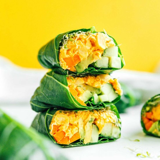 Buffalo Chickpea Collard Wraps