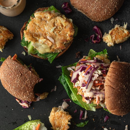 Vegan Crab Cake Sandwich