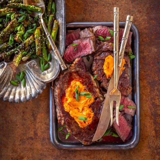 Steaks with Gochujang Butter