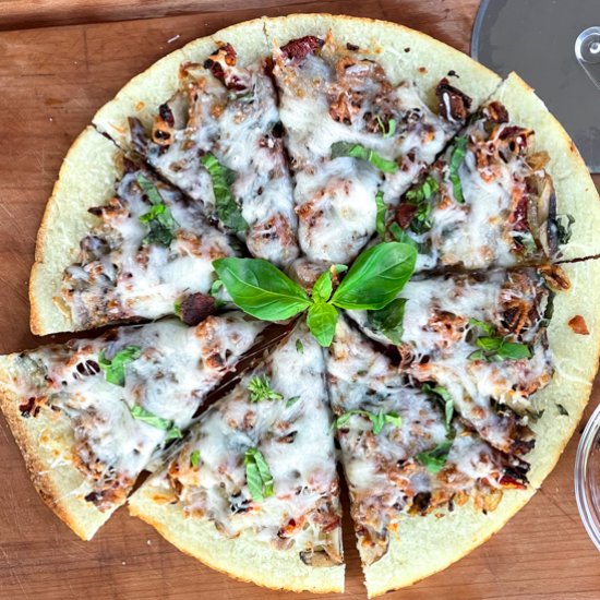 Bacon Mushroom Cauliflower Pizza