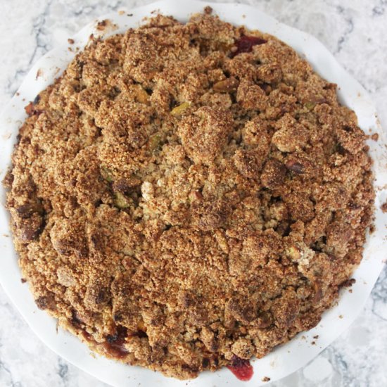 Rhubarb, strawberry, apricot pie