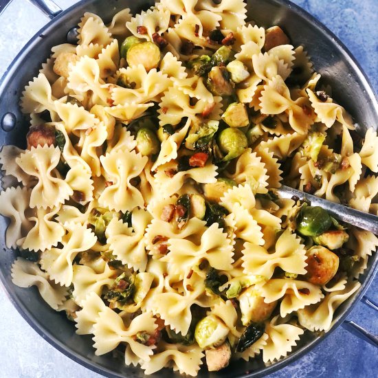 Pasta with Brussels Sprouts & Bacon