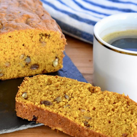 Pumpkin Walnut Raisin Bread