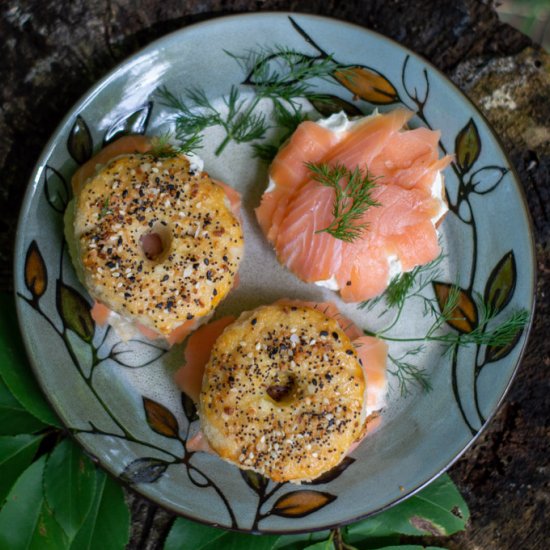 Mini Bagels with Smoked Salmon (GF)