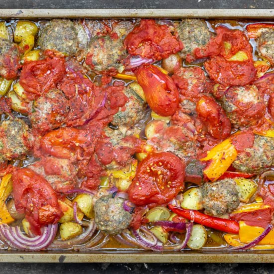 Italian Baked Meatballs & Veggies