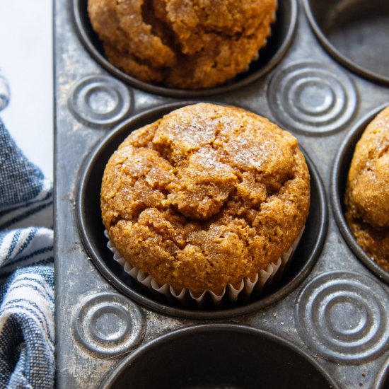 Pumpkin Oat Flour Muffins