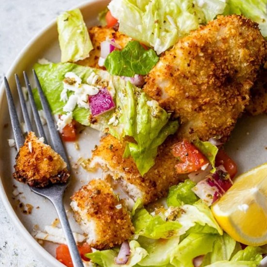 Air Fryer Chicken Milanese w Salad