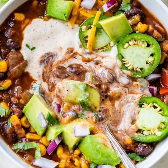 Vegetarian Chili with Spiced Yogurt