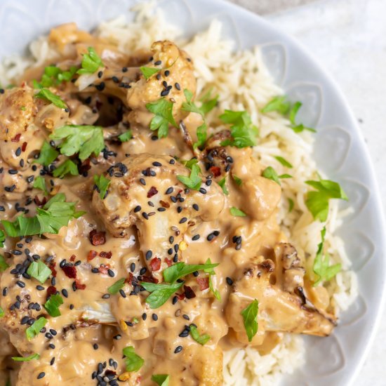 Roasted Cauliflower in Peanut Sauce