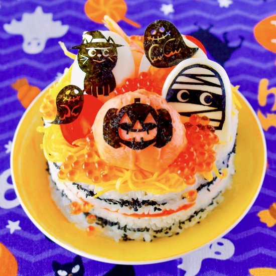 Easy Halloween Sushi Layer Cake