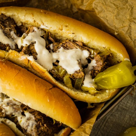 Slow Cooker Hot Beef Sandwiches