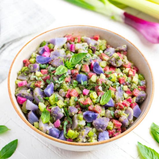 Basil and Purple Potato Salad