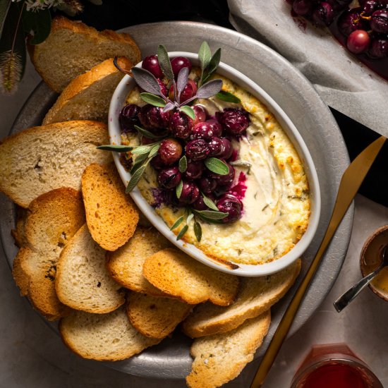 Baked Goat Cheese Dip with Grapes