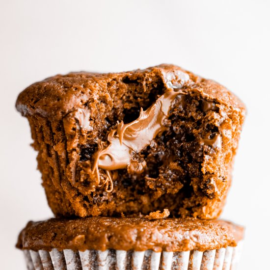 Nutella Stuffed Chocolate Muffins